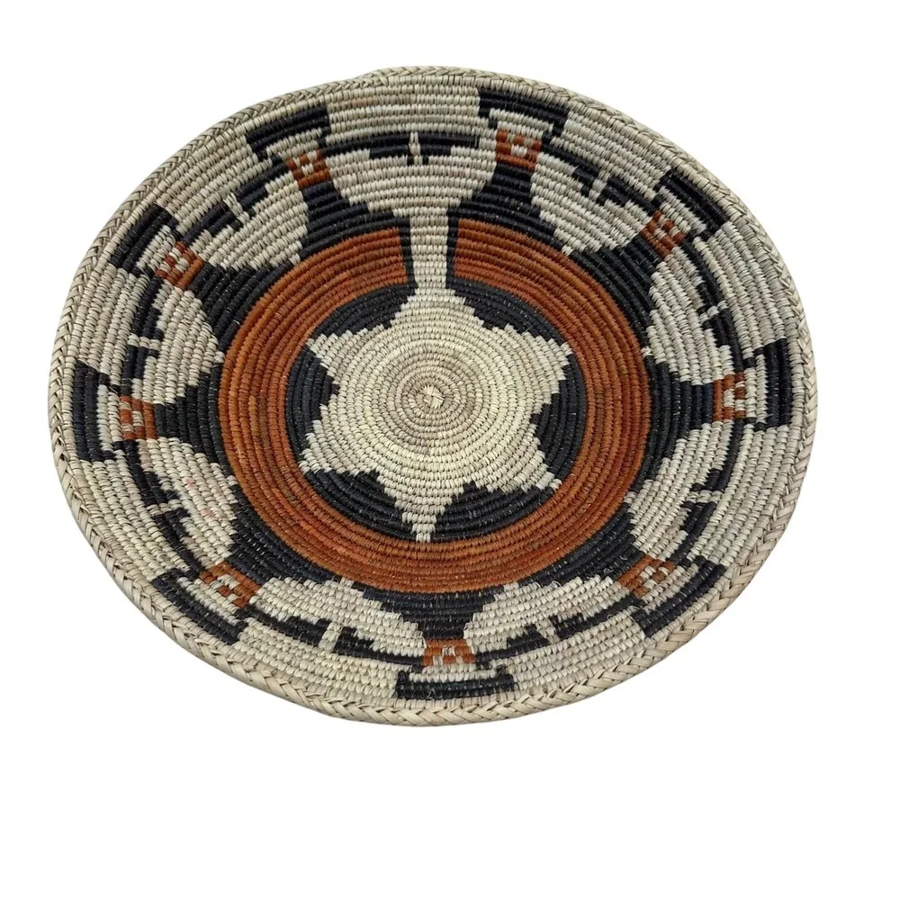 Handwoven Navajo Basket Bowl Geo Tribal Boho Southwestern Wall Decor 13.75